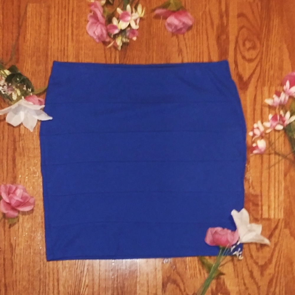 Electric Blue Short Pencil Skirt